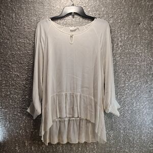 Sita Murt Anthropologie Womens White Tunic Top Blouse Bottoms Details 38 US